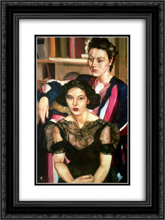 The sisters 18x24 Black Ornate Wood Framed Art Print Poster with Double Matting by Spencer, Stanley