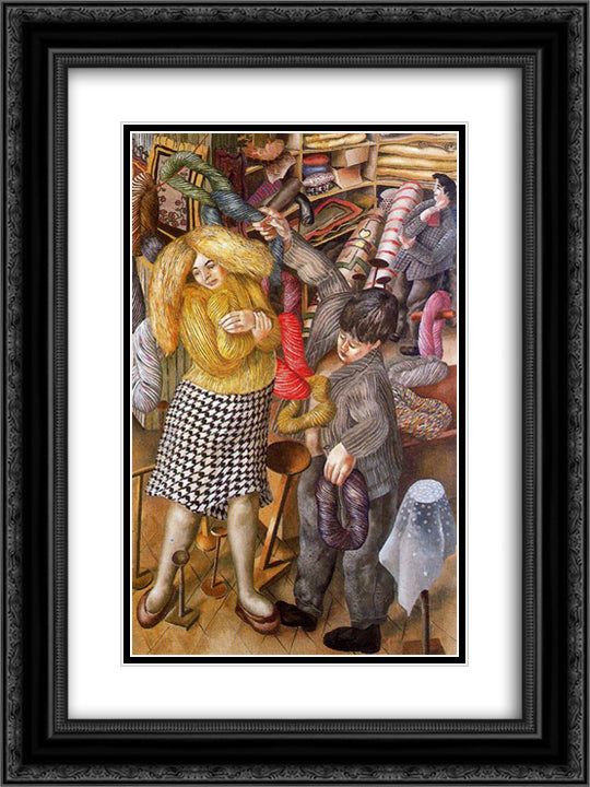 The Woolshop 18x24 Black Ornate Wood Framed Art Print Poster with Double Matting by Spencer, Stanley