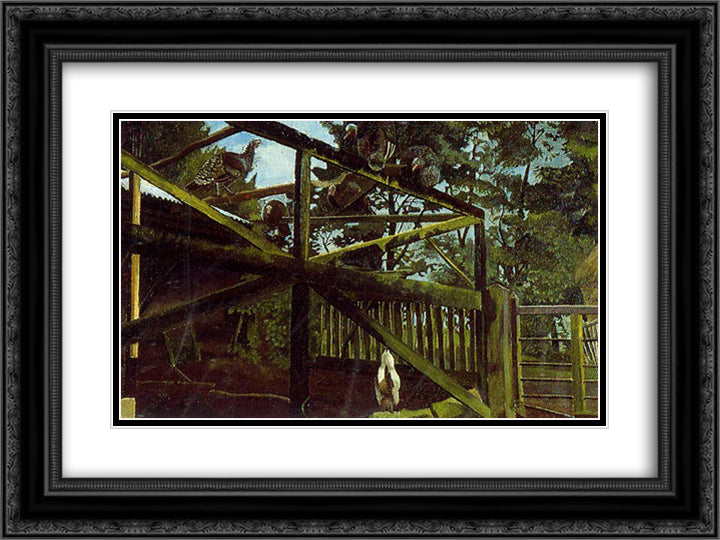 Turkeys 24x18 Black Ornate Wood Framed Art Print Poster with Double Matting by Spencer, Stanley