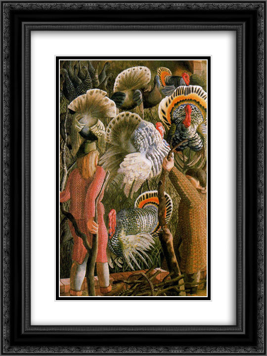Turkeys Perus 18x24 Black Ornate Wood Framed Art Print Poster with Double Matting by Spencer, Stanley