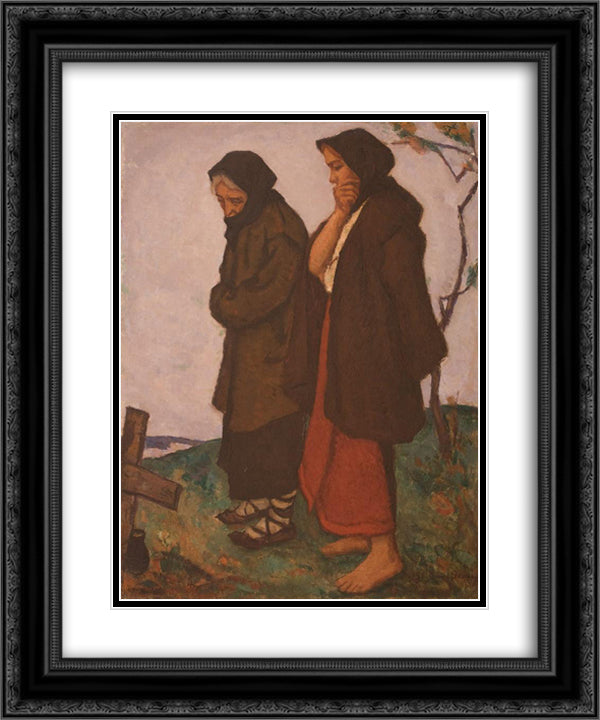 A Cross on the Hill 20x24 Black Ornate Wood Framed Art Print Poster with Double Matting by Dimitrescu, Stefan