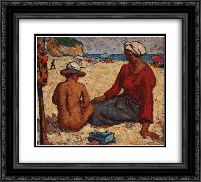 Balchik Beach 22x20 Black Ornate Wood Framed Art Print Poster with Double Matting by Dimitrescu, Stefan