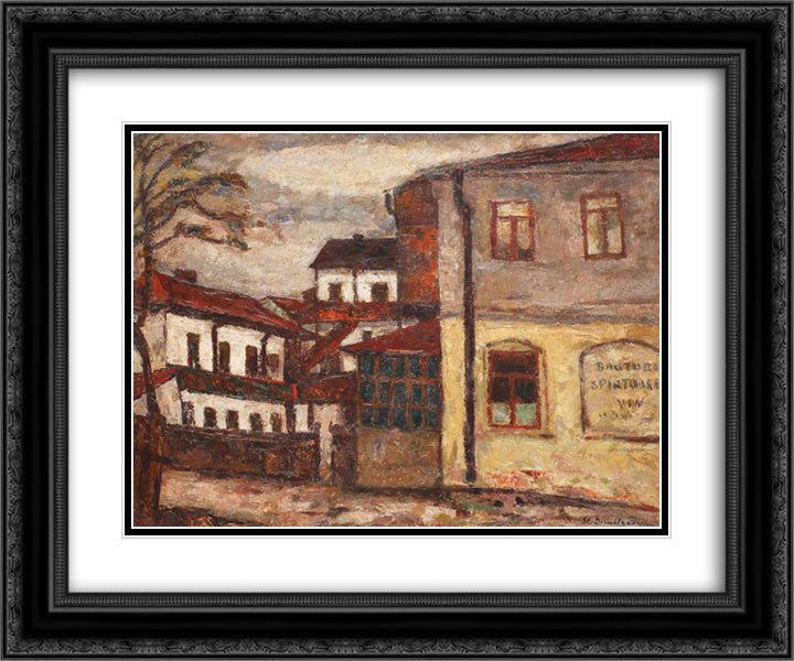 Targu Cucului Inn 24x20 Black Ornate Wood Framed Art Print Poster with Double Matting by Dimitrescu, Stefan