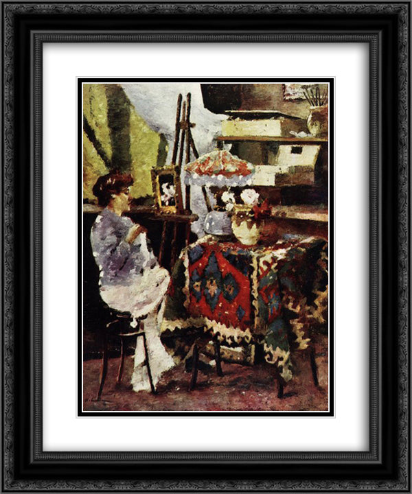 Artist's studio 20x24 Black Ornate Wood Framed Art Print Poster with Double Matting by Luchian, Stefan