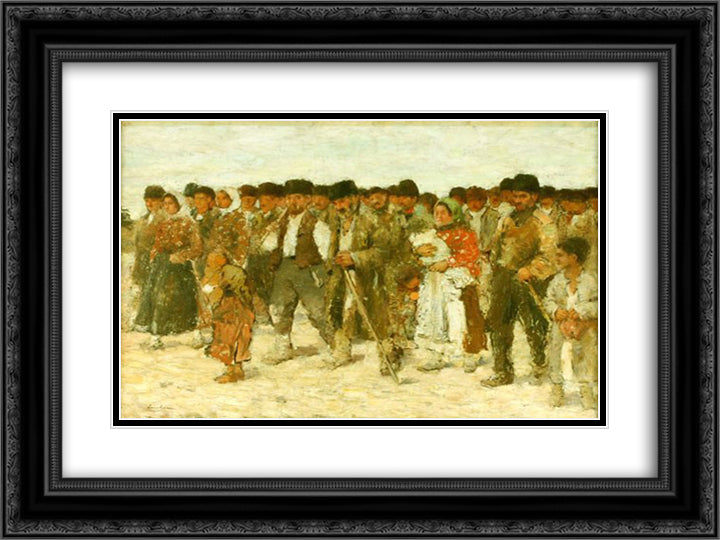 At Maize Share 24x18 Black Ornate Wood Framed Art Print Poster with Double Matting by Luchian, Stefan