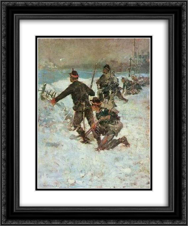 Come on, guys 20x24 Black Ornate Wood Framed Art Print Poster with Double Matting by Luchian, Stefan