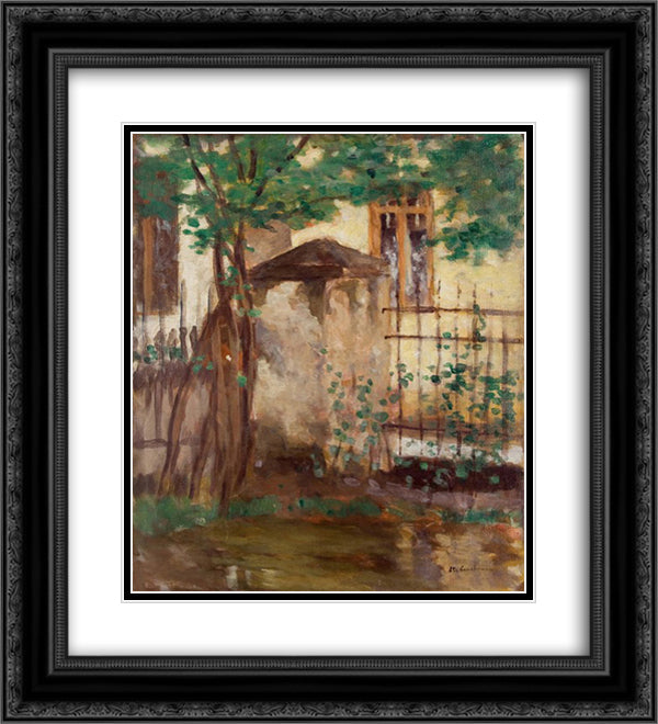 House with fence 20x22 Black Ornate Wood Framed Art Print Poster with Double Matting by Luchian, Stefan