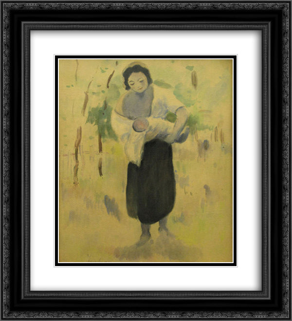 Mother with baby 20x22 Black Ornate Wood Framed Art Print Poster with Double Matting by Luchian, Stefan