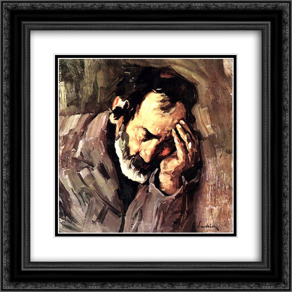 Old Man Nicolae the Fiddler 20x20 Black Ornate Wood Framed Art Print Poster with Double Matting by Luchian, Stefan