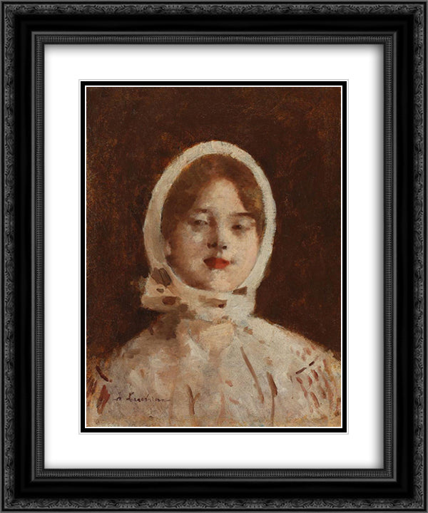 Peasant Woman 20x24 Black Ornate Wood Framed Art Print Poster with Double Matting by Luchian, Stefan