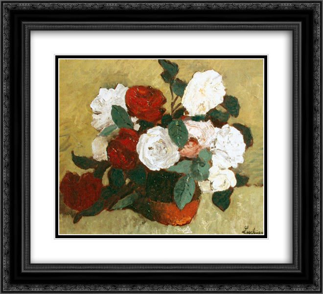 Roses 22x20 Black Ornate Wood Framed Art Print Poster with Double Matting by Luchian, Stefan