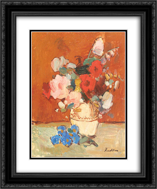 Summertime Flowers 20x24 Black Ornate Wood Framed Art Print Poster with Double Matting by Luchian, Stefan