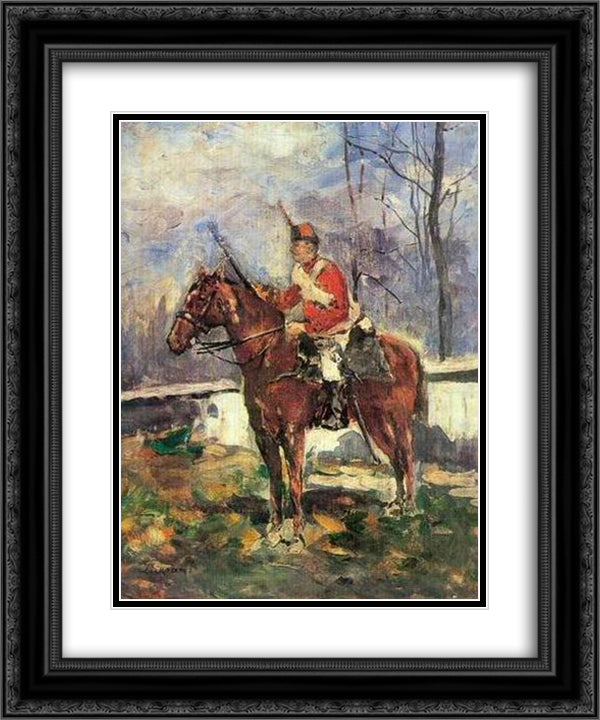 The Mounted Red Hussar 20x24 Black Ornate Wood Framed Art Print Poster with Double Matting by Luchian, Stefan