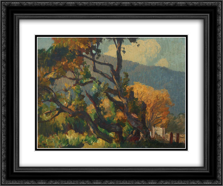 Beginning of Autumn 24x20 Black Ornate Wood Framed Art Print Poster with Double Matting by Popescu, Stefan