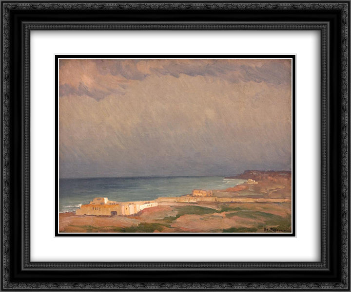 Eforie Seashore 24x20 Black Ornate Wood Framed Art Print Poster with Double Matting by Popescu, Stefan