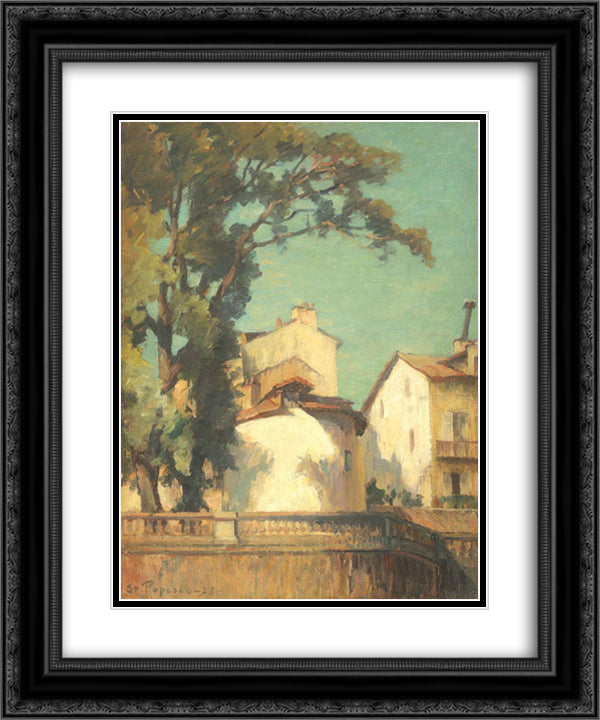 Houses at Bonnieux 20x24 Black Ornate Wood Framed Art Print Poster with Double Matting by Popescu, Stefan