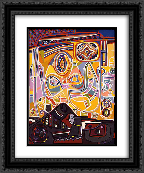 Little Joe Picking His Nose 20x24 Black Ornate Wood Framed Art Print Poster with Double Matting by Wheeler, Steve