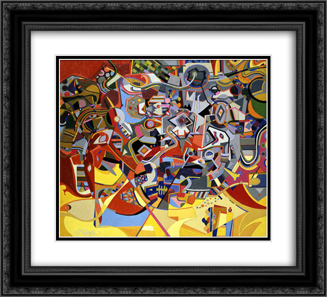 Woman Eating a Hot Dog 22x20 Black Ornate Wood Framed Art Print Poster with Double Matting by Wheeler, Steve