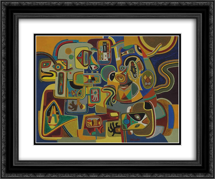 Young Man Talking to His Mother - in - Law 24x20 Black Ornate Wood Framed Art Print Poster with Double Matting by Wheeler, Steve