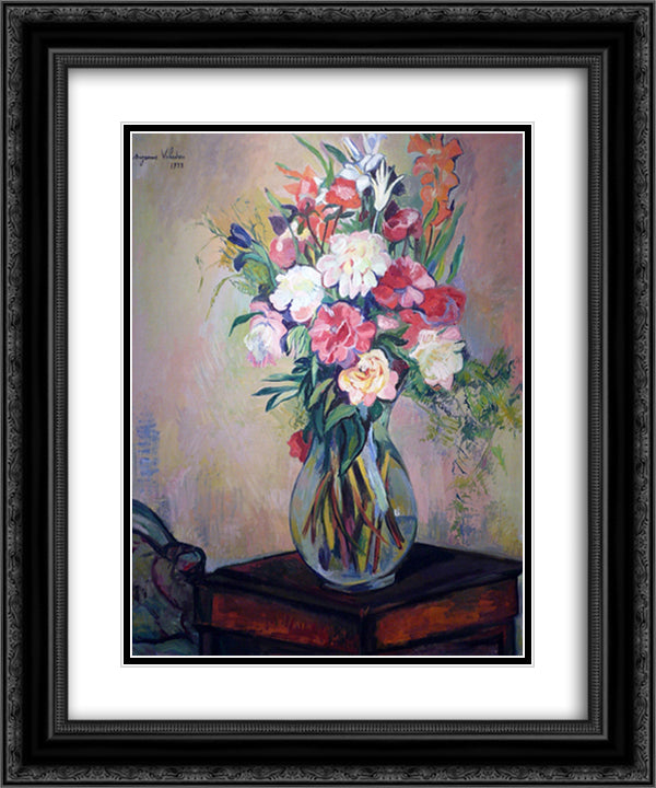 Bouquet of flowers 20x24 Black Ornate Wood Framed Art Print Poster with Double Matting by Valadon, Suzanne