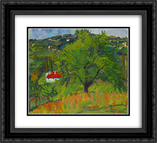 Farm Montcorin 22x20 Black Ornate Wood Framed Art Print Poster with Double Matting by Valadon, Suzanne