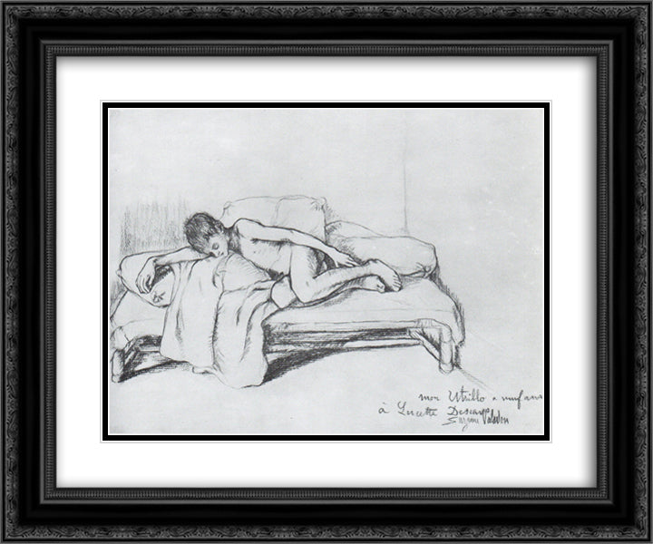 My Utrillo at the Age of Nine 24x20 Black Ornate Wood Framed Art Print Poster with Double Matting by Valadon, Suzanne