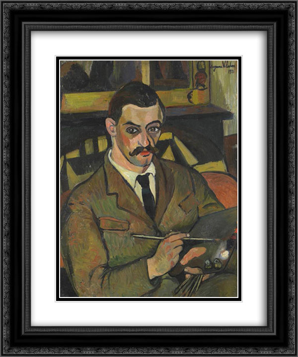 Portrait of Maurice Utrillo 20x24 Black Ornate Wood Framed Art Print Poster with Double Matting by Valadon, Suzanne