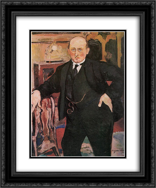 Portrait of Monsieur Mori 20x24 Black Ornate Wood Framed Art Print Poster with Double Matting by Valadon, Suzanne