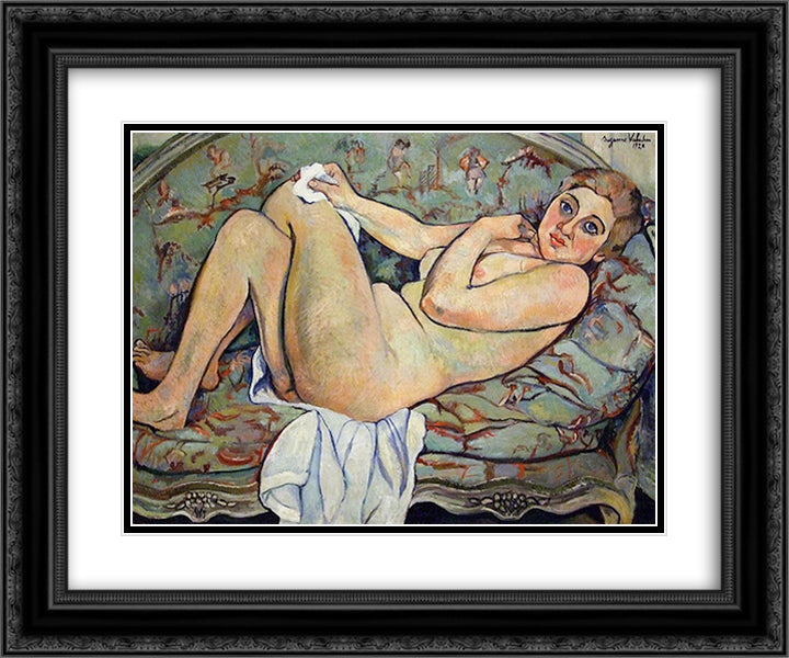 Reclining nude 24x20 Black Ornate Wood Framed Art Print Poster with Double Matting by Valadon, Suzanne