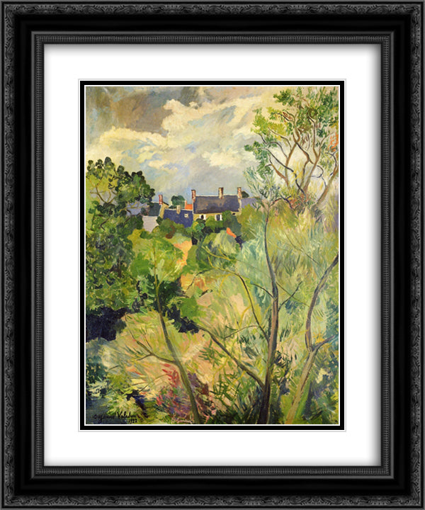 View from My Window in Genets (Brittany) 20x24 Black Ornate Wood Framed Art Print Poster with Double Matting by Valadon, Suzanne