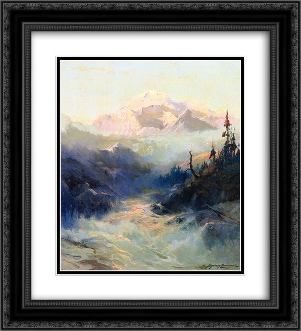 Mount McKinley 20x22 Black Ornate Wood Framed Art Print Poster with Double Matting by Laurence, Sydney