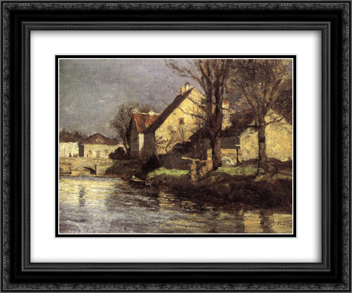 Canal, Schlessheim 24x20 Black Ornate Wood Framed Art Print Poster with Double Matting by Steele, T. C.