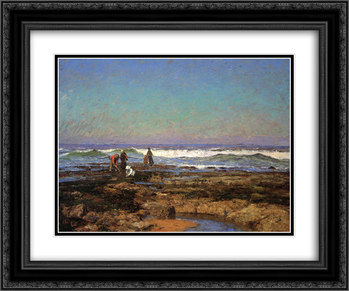 Clam Diggers 24x20 Black Ornate Wood Framed Art Print Poster with Double Matting by Steele, T. C.