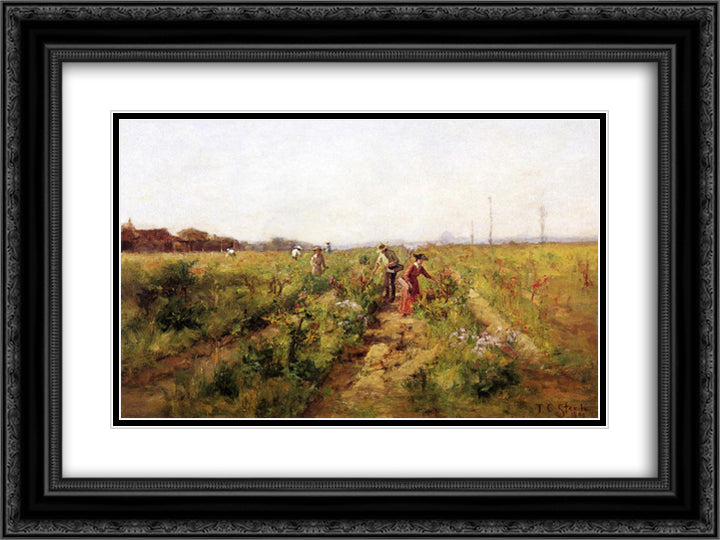 In the Berry Field 24x18 Black Ornate Wood Framed Art Print Poster with Double Matting by Steele, T. C.