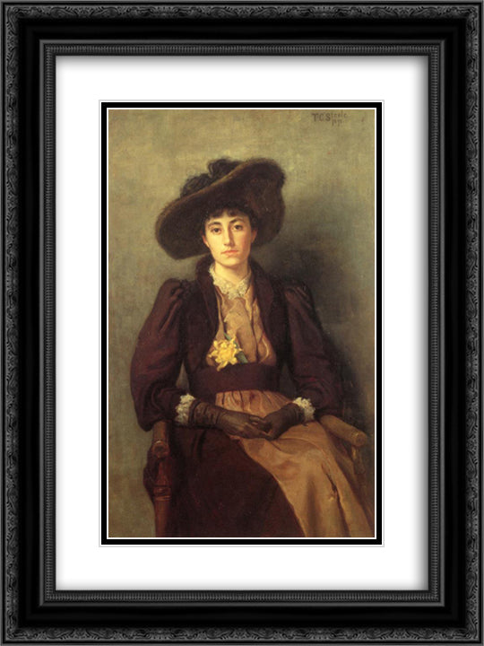 Portrait of Daisy 18x24 Black Ornate Wood Framed Art Print Poster with Double Matting by Steele, T. C.