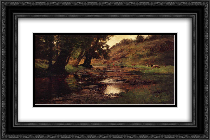 The Shades 24x16 Black Ornate Wood Framed Art Print Poster with Double Matting by Steele, T. C.