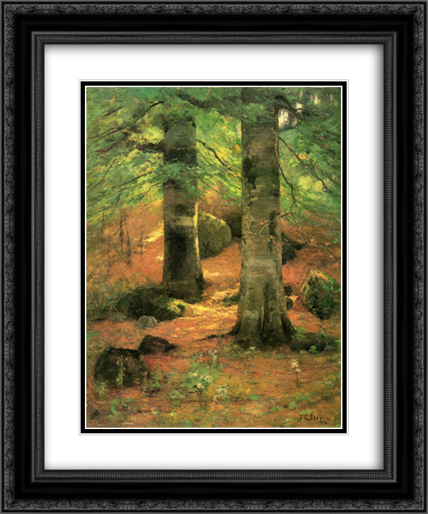 Vernon Beeches 20x24 Black Ornate Wood Framed Art Print Poster with Double Matting by Steele, T. C.
