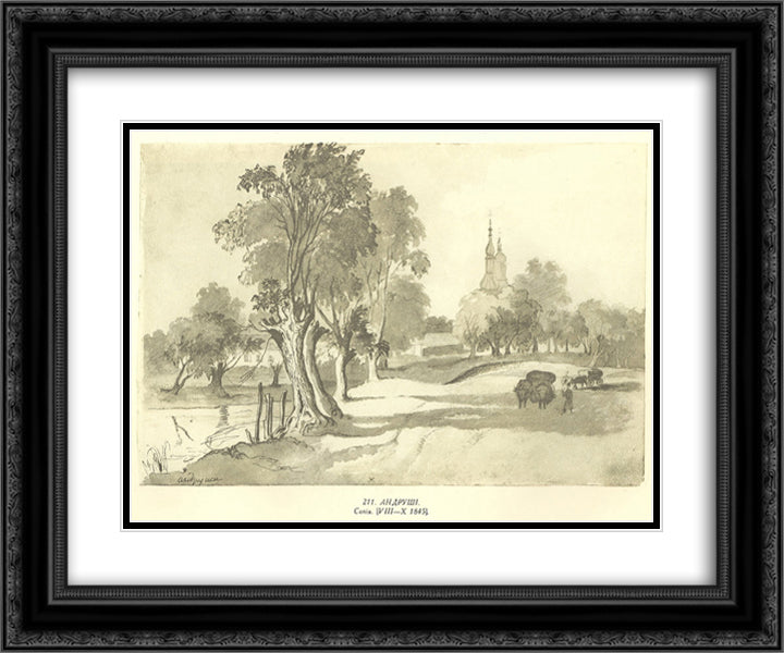 Andrushi 24x20 Black Ornate Wood Framed Art Print Poster with Double Matting by Shevchenko, Taras