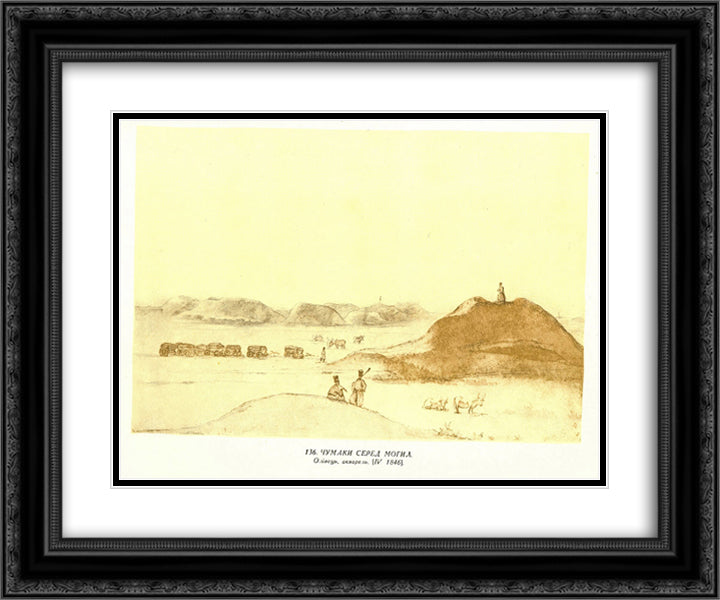 Chumaks among graves 24x20 Black Ornate Wood Framed Art Print Poster with Double Matting by Shevchenko, Taras