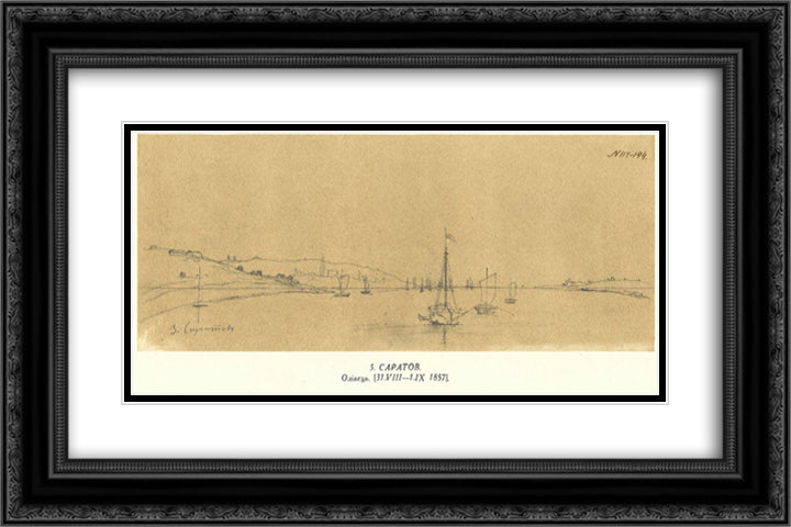 Saratov 24x16 Black Ornate Wood Framed Art Print Poster with Double Matting by Shevchenko, Taras