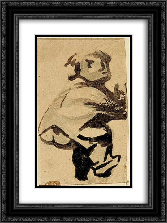 A Child 18x24 Black Ornate Wood Framed Art Print Poster with Double Matting by Doesburg, Theo van