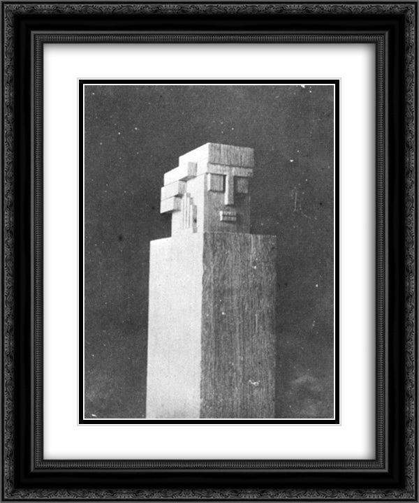 Banister post, Huis De Lange, Alkmaar 20x24 Black Ornate Wood Framed Art Print Poster with Double Matting by Doesburg, Theo van