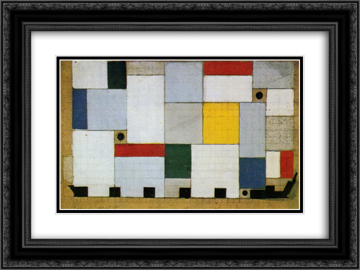 Color design for the ceiling of the Cafe Brasserie 24x18 Black Ornate Wood Framed Art Print Poster with Double Matting by Doesburg, Theo van