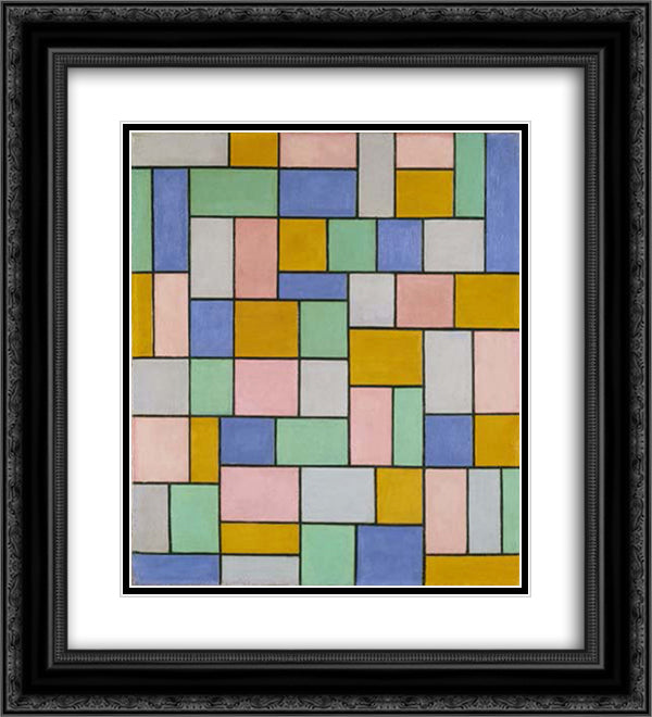 Composition in dissonances 20x22 Black Ornate Wood Framed Art Print Poster with Double Matting by Doesburg, Theo van