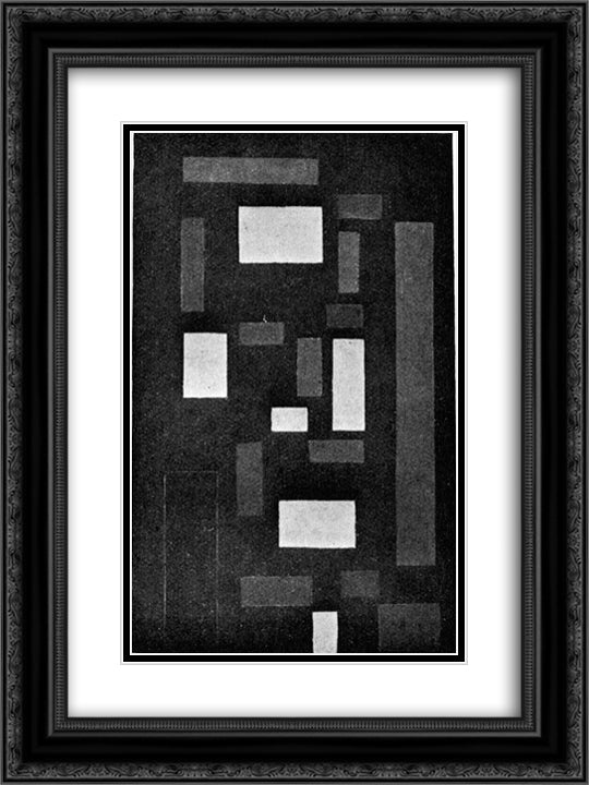 Composition VI (on black fond) 18x24 Black Ornate Wood Framed Art Print Poster with Double Matting by Doesburg, Theo van
