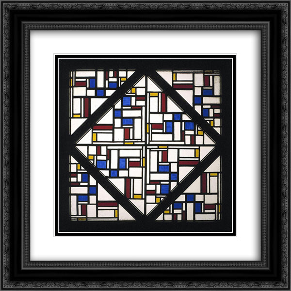 Composition with window with coloured glass III 20x20 Black Ornate Wood Framed Art Print Poster with Double Matting by Doesburg, Theo van