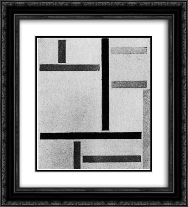 Composition XXV 20x22 Black Ornate Wood Framed Art Print Poster with Double Matting by Doesburg, Theo van