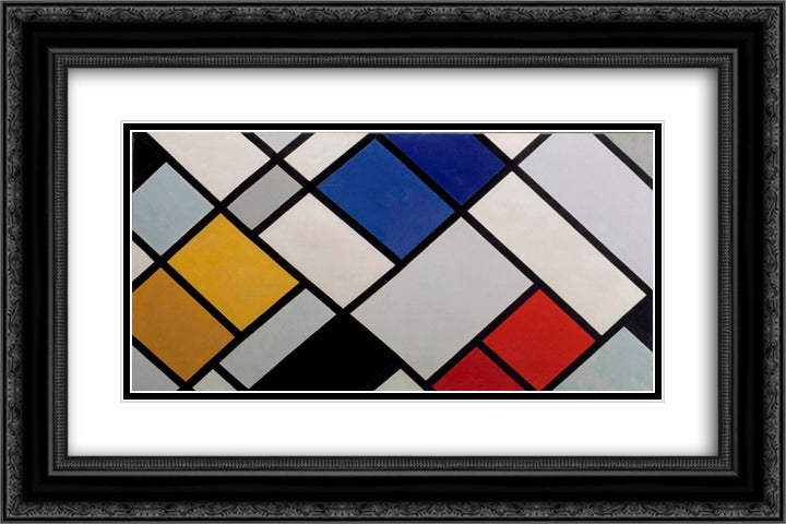 Contra-Composition of Dissonances, XVI 24x16 Black Ornate Wood Framed Art Print Poster with Double Matting by Doesburg, Theo van