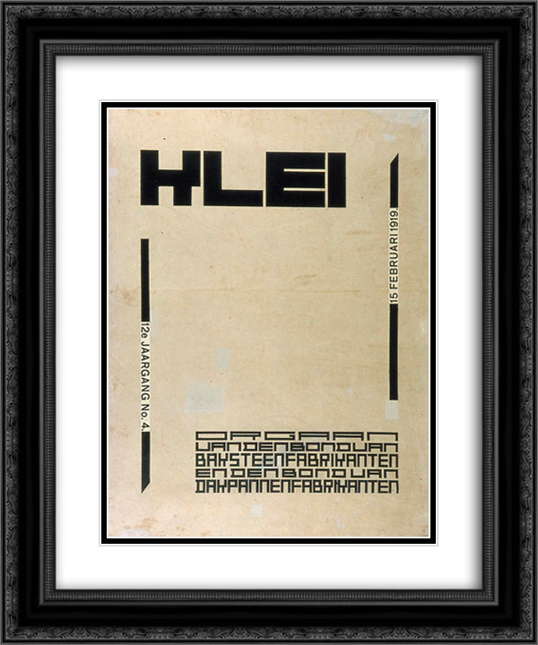 Cover design for magazine Klei 20x24 Black Ornate Wood Framed Art Print Poster with Double Matting by Doesburg, Theo van