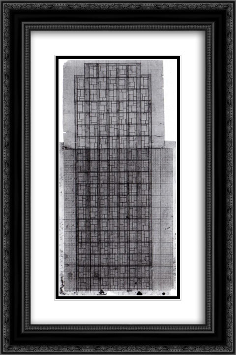 Design 16x24 Black Ornate Wood Framed Art Print Poster with Double Matting by Doesburg, Theo van